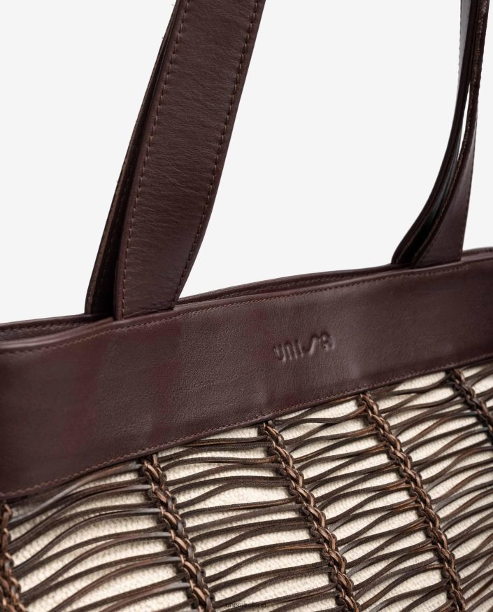 Brown 80842D1108 Women Unisa Large handbag made in fabric and leather