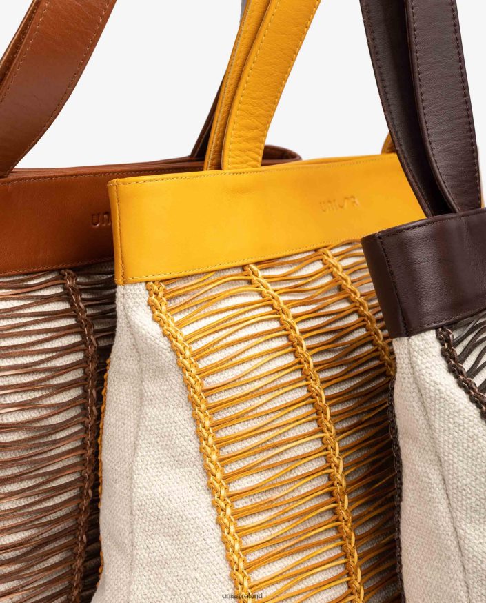 Brown 80842D1108 Women Unisa Large handbag made in fabric and leather