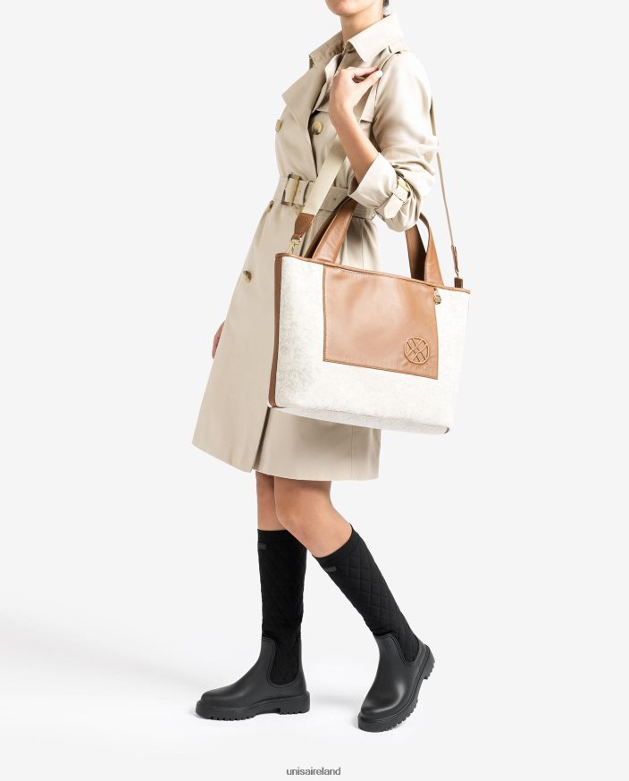 White 80842D1139 Women Unisa Shopper bag made from recycled fabric