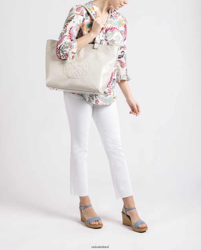 White 80842D1148 Women Unisa Handbag with a monogram stitched on it