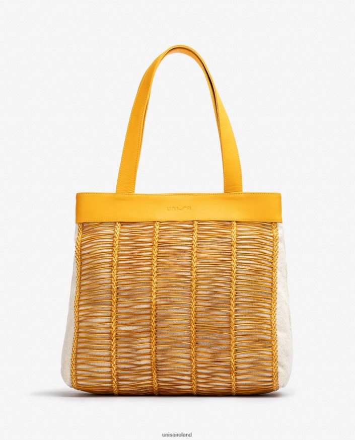 Yellow 80842D1109 Women Unisa Large handbag made in fabric and leather