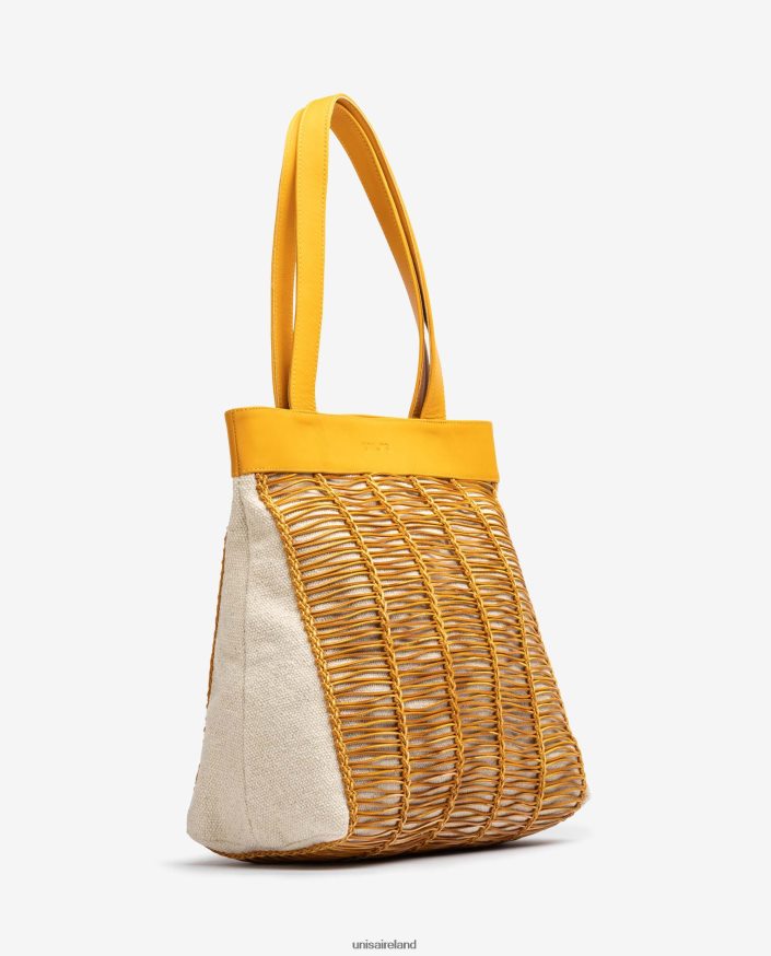 Yellow 80842D1109 Women Unisa Large handbag made in fabric and leather