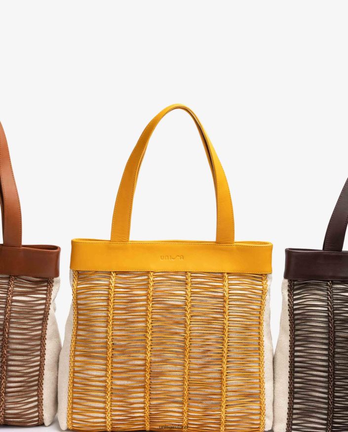 Yellow 80842D1109 Women Unisa Large handbag made in fabric and leather