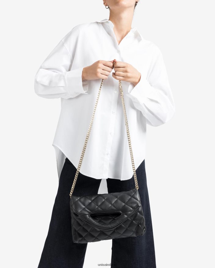 Black 80842D1172 Women Unisa Quilted bag with folded flap