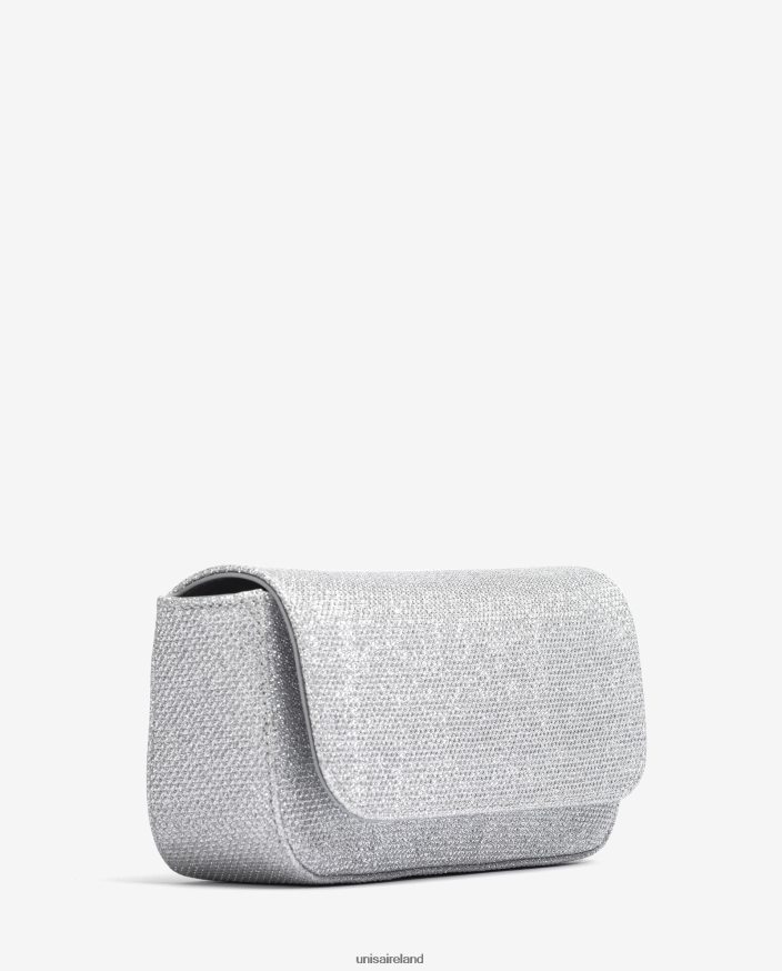 Silver 80842D1211 Women Unisa Shiny fabric party handbag