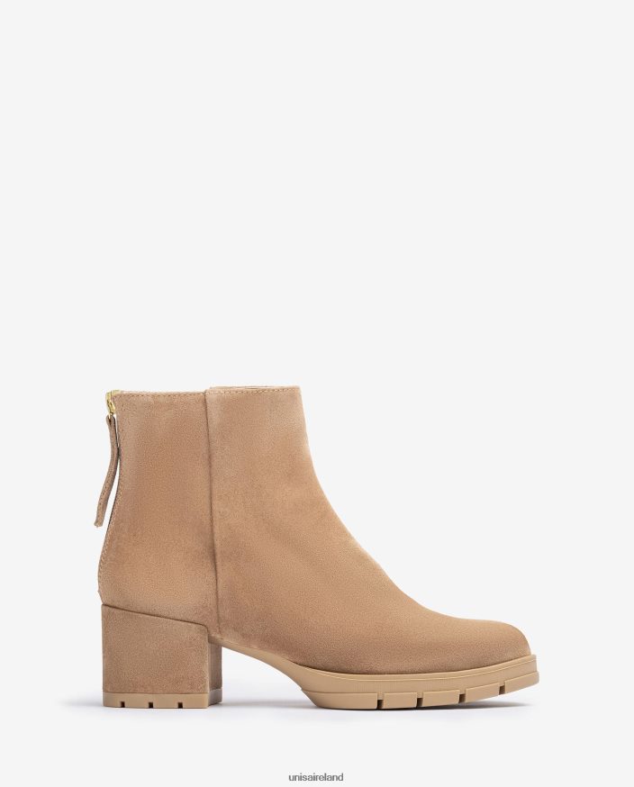 Beige 80842D921 Women Unisa Leather ankle boots with a zip