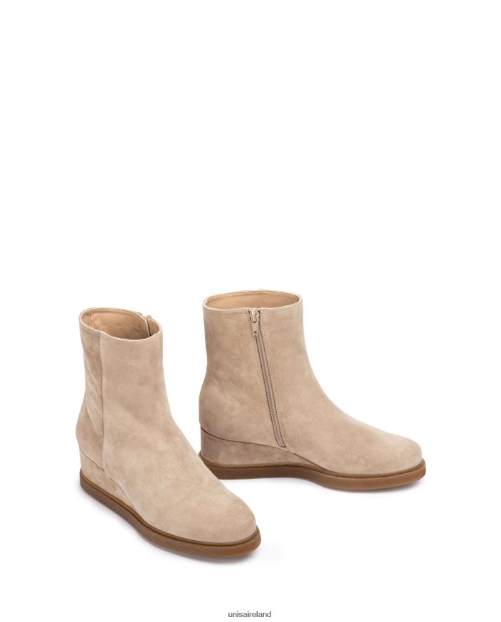 Beige 80842D946 Kids Unisa Suede ankle boot with a zip on the inside