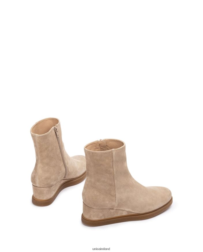 Beige 80842D946 Kids Unisa Suede ankle boot with a zip on the inside
