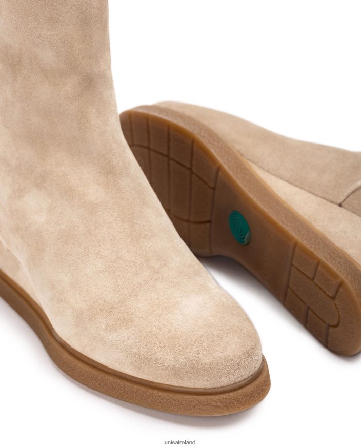 Beige 80842D946 Kids Unisa Suede ankle boot with a zip on the inside