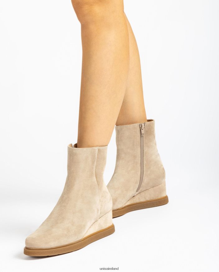 Beige 80842D946 Kids Unisa Suede ankle boot with a zip on the inside