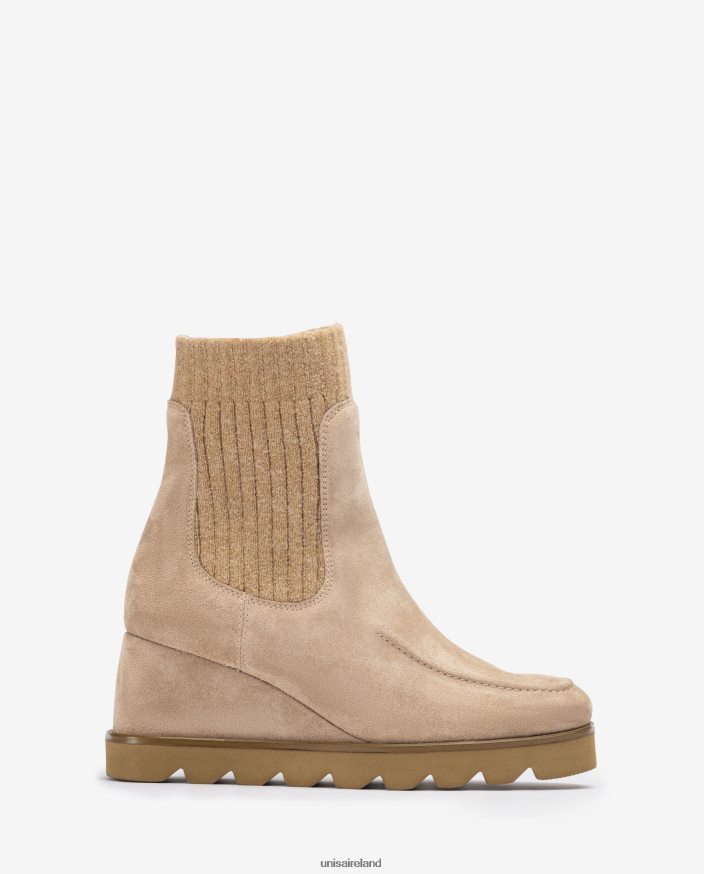 Beige 80842D977 Women Unisa Ankle boot with ribbed fabric quarter