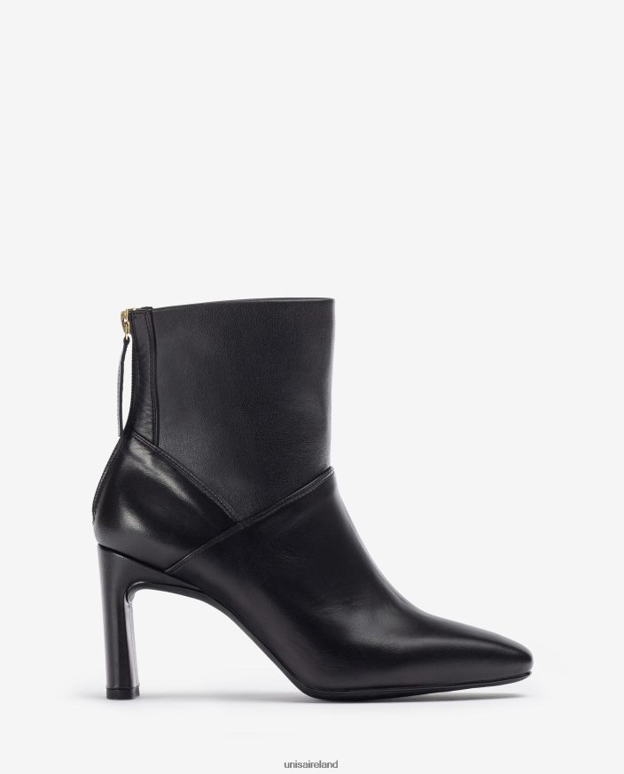 Black 80842D1013 Women Unisa Square toe ankle boot with a high heel