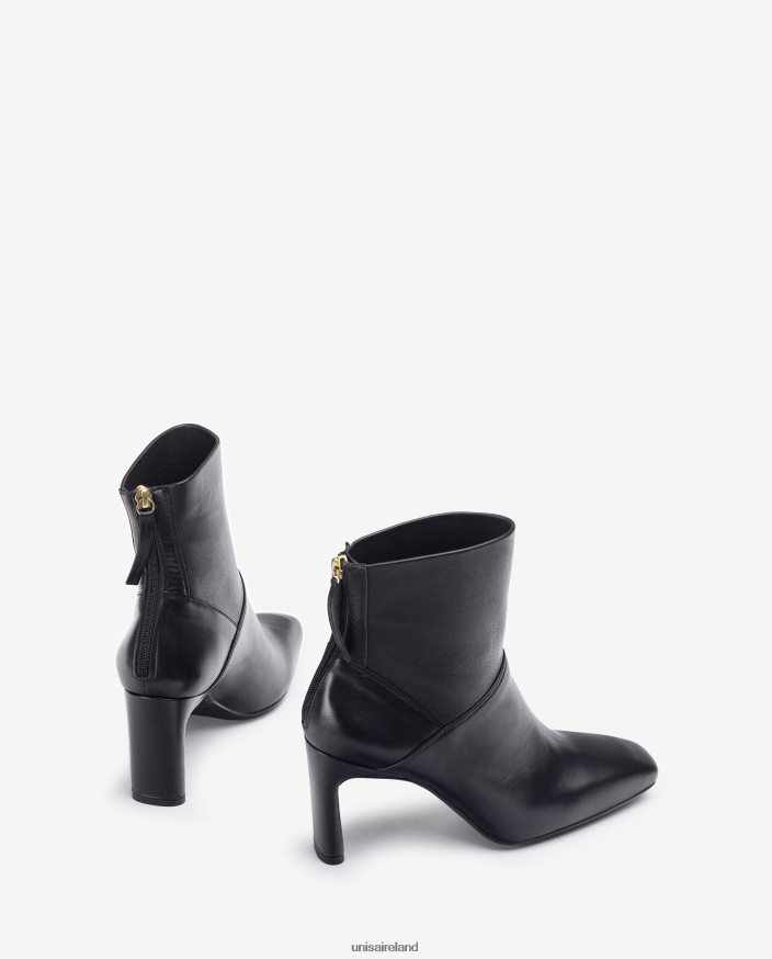 Black 80842D1013 Women Unisa Square toe ankle boot with a high heel