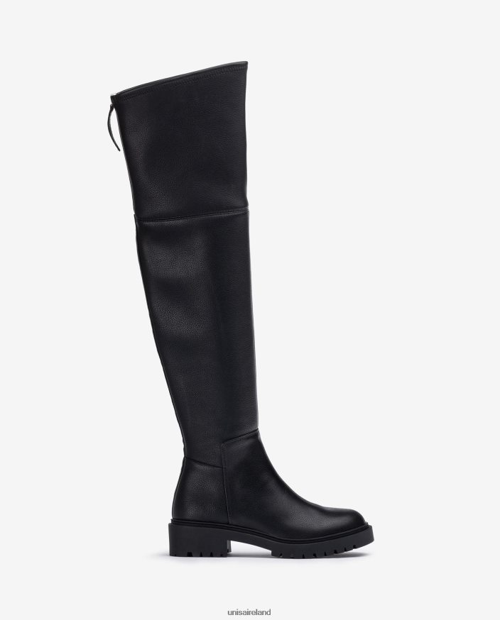 Black 80842D1052 Women Unisa Thigh boot with a track sole