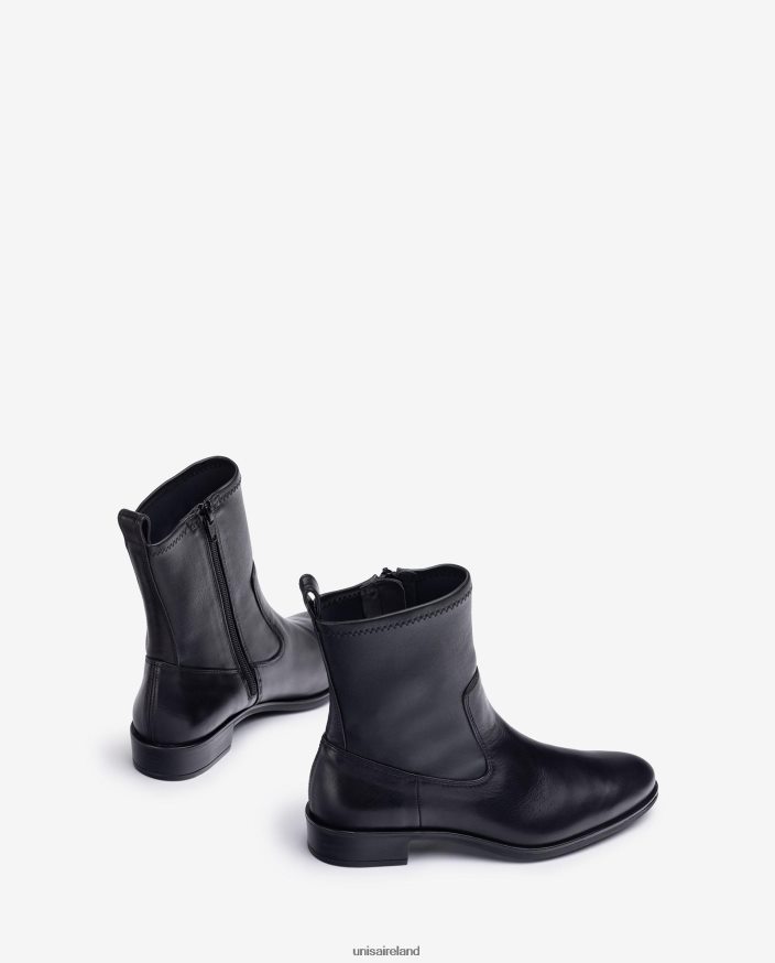 Black 80842D884 Women Unisa Plain ankle boot with an elastic quarter top line