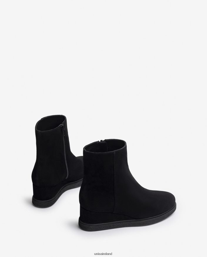 Black 80842D947 Kids Unisa Suede ankle boot with a zip on the inside