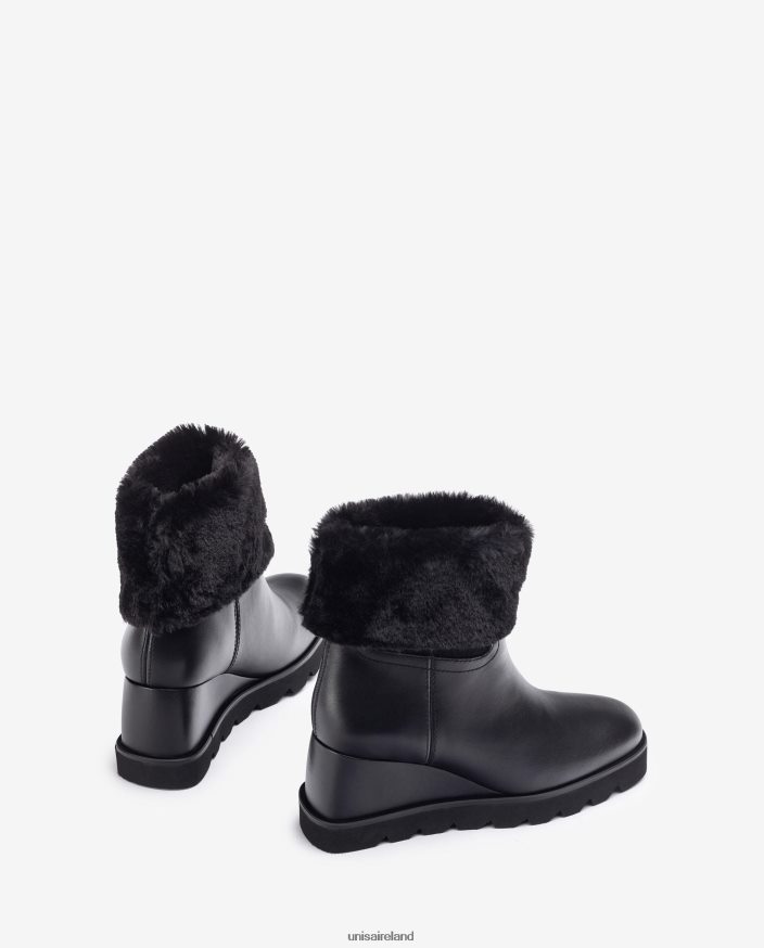 Black 80842D962 Women Unisa Ankle boot with a wedge and warm lining