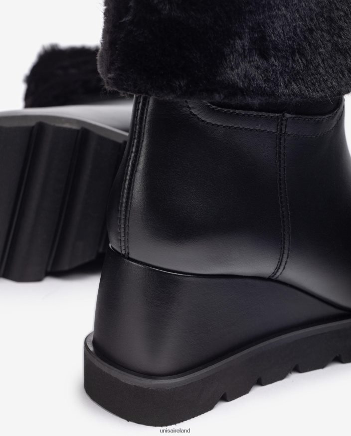 Black 80842D962 Women Unisa Ankle boot with a wedge and warm lining