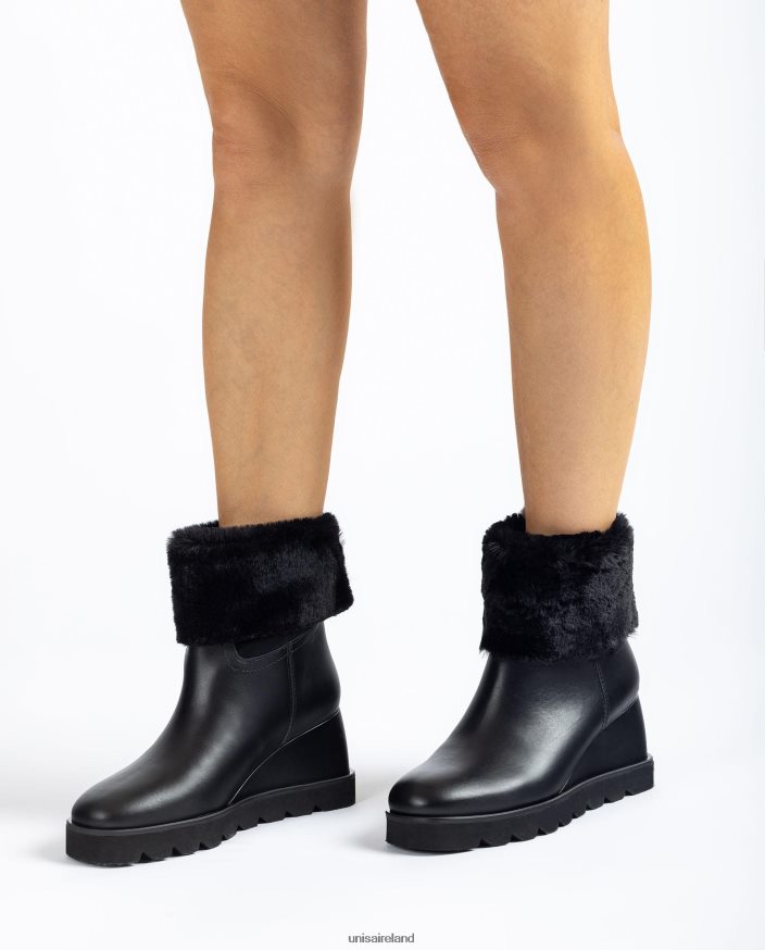 Black 80842D962 Women Unisa Ankle boot with a wedge and warm lining