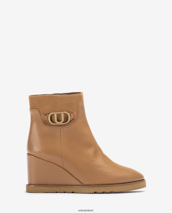 Brown 80842D1010 Women Unisa High wedge ankle boot