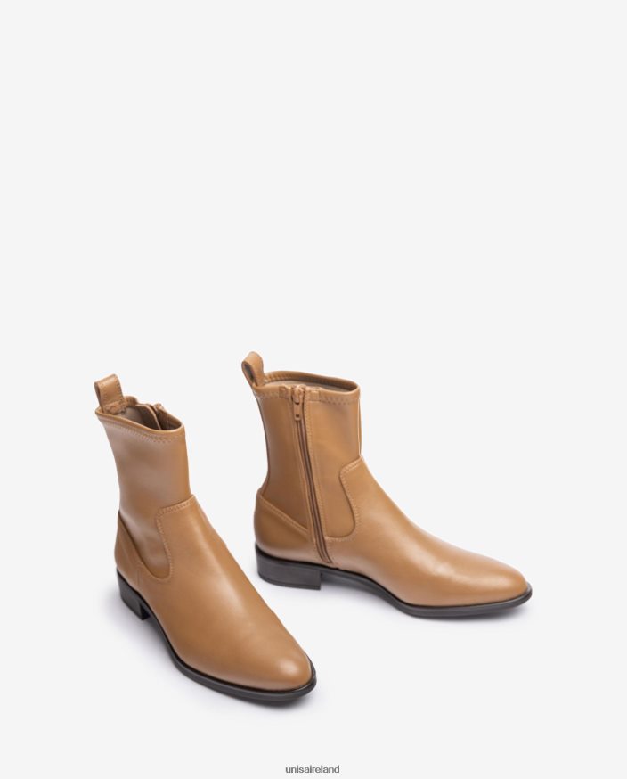 Brown 80842D885 Women Unisa Plain ankle boot with an elastic quarter top line
