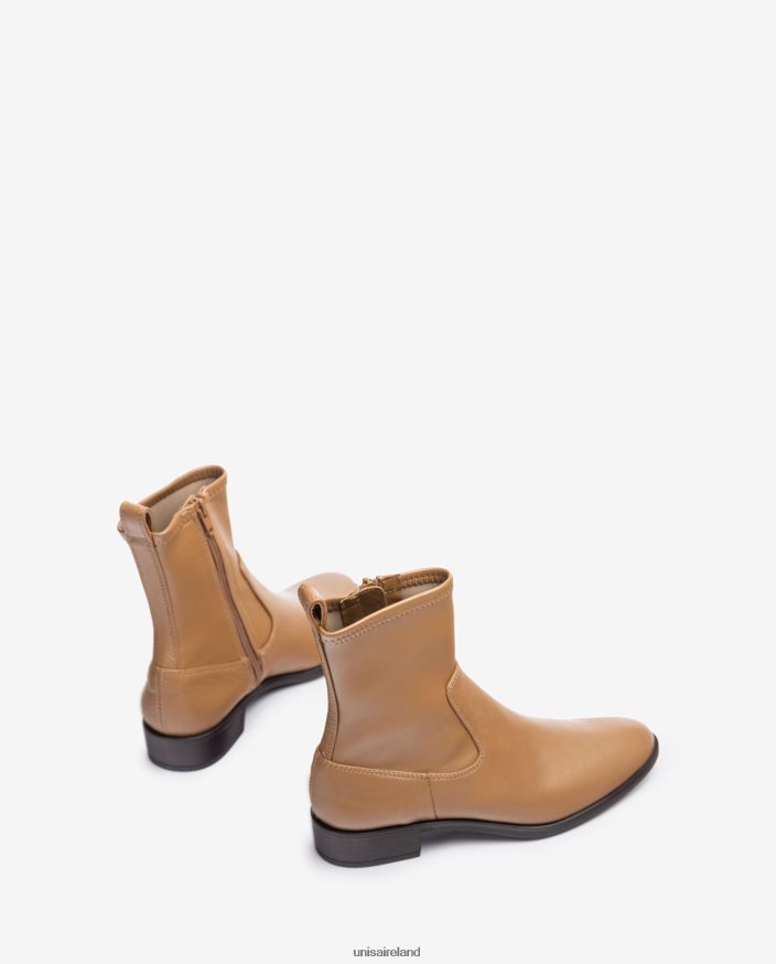 Brown 80842D885 Women Unisa Plain ankle boot with an elastic quarter top line