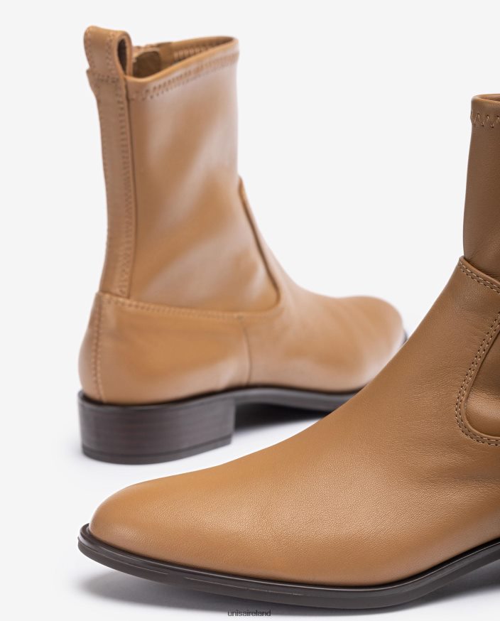 Brown 80842D885 Women Unisa Plain ankle boot with an elastic quarter top line