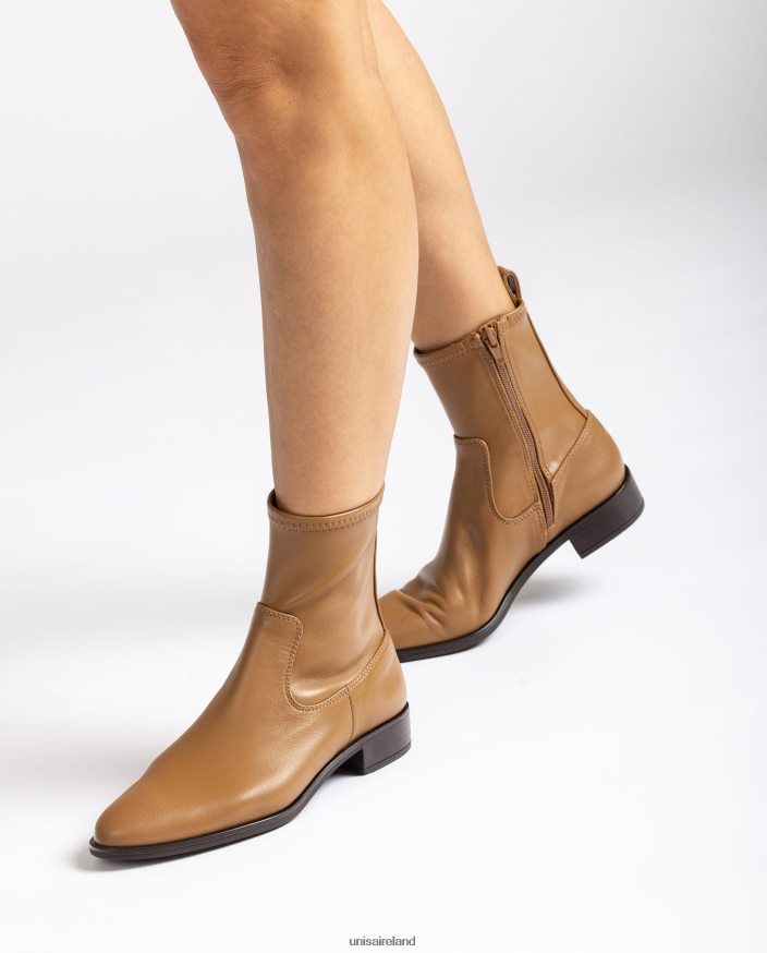 Brown 80842D885 Women Unisa Plain ankle boot with an elastic quarter top line