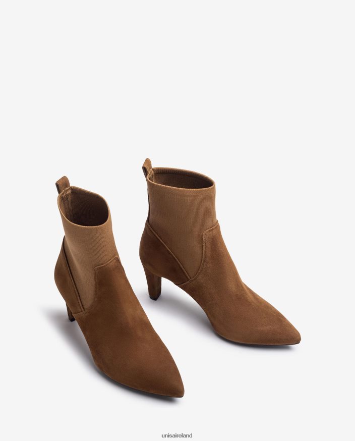 Brown 80842D956 Women Unisa Ankle boot with recycled stretch fabric quarter top line