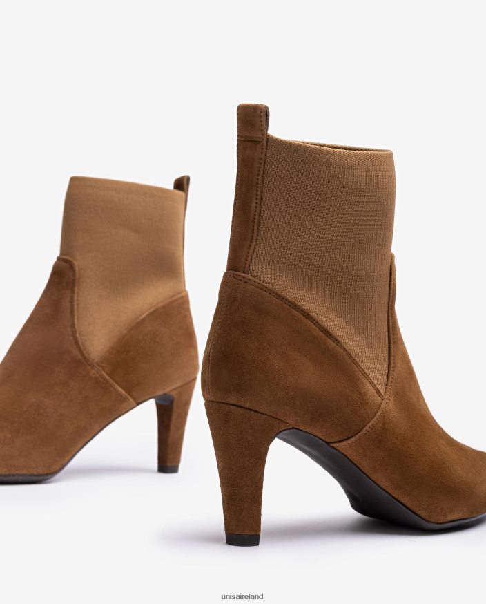 Brown 80842D956 Women Unisa Ankle boot with recycled stretch fabric quarter top line
