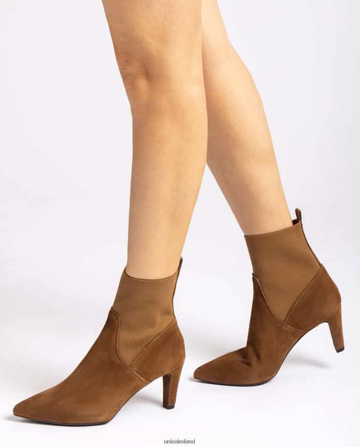 Brown 80842D956 Women Unisa Ankle boot with recycled stretch fabric quarter top line