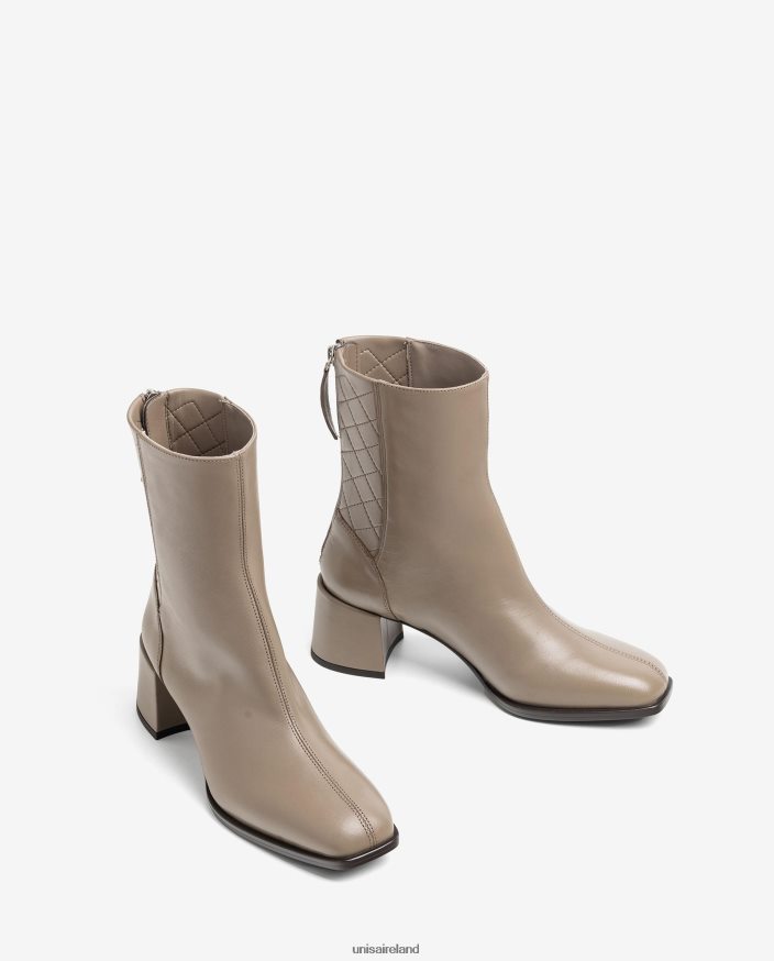 Brown 80842D991 Women Unisa Square toe ankle boot with a wide heel