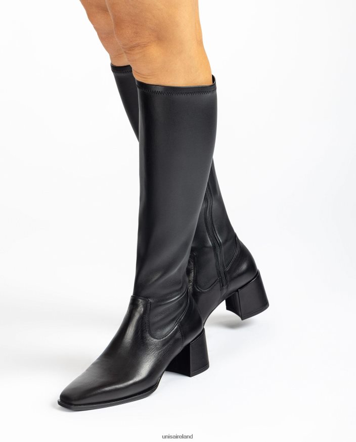 Fashion 80842D1040 Women Unisa Wide heel boot with a stretch fabric quarter top line