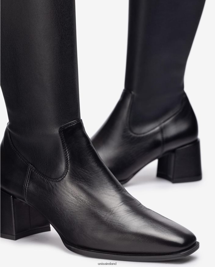 Fashion 80842D1040 Women Unisa Wide heel boot with a stretch fabric quarter top line