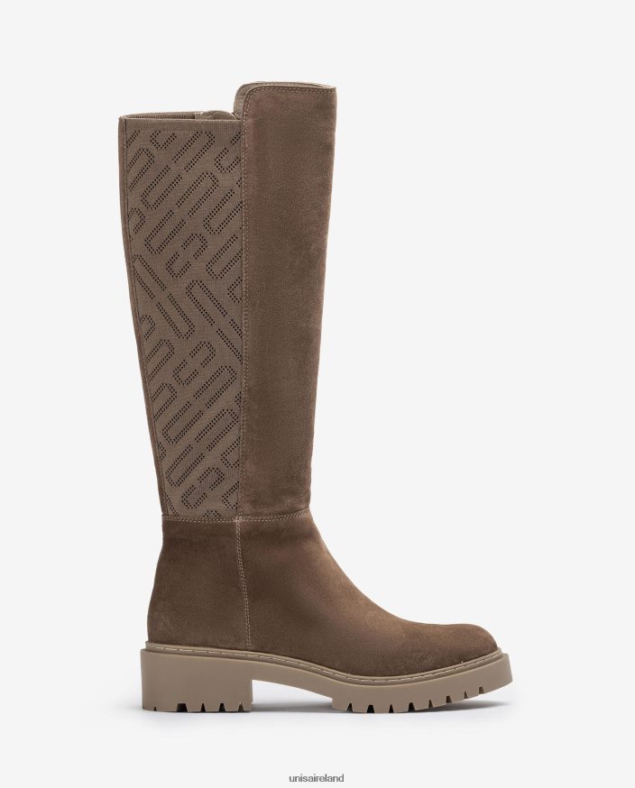 Fashion 80842D1066 Women Unisa Suede boot with patterned stretch fabric