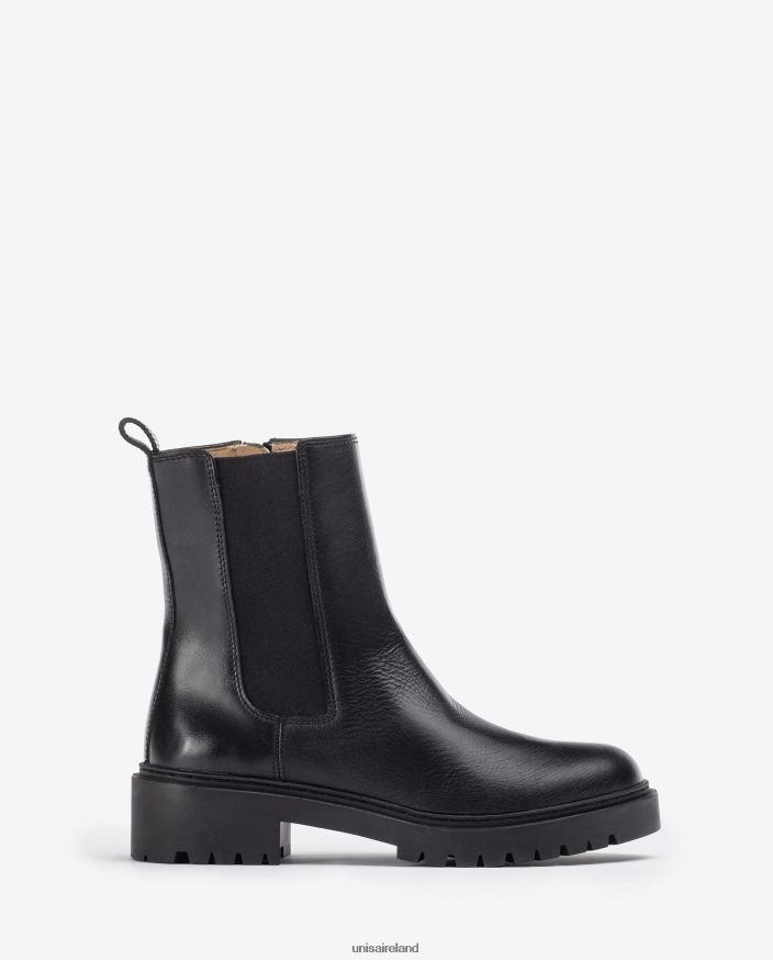 Fashion 80842D910 Women Unisa Leather ankle boots with side elastic and zip