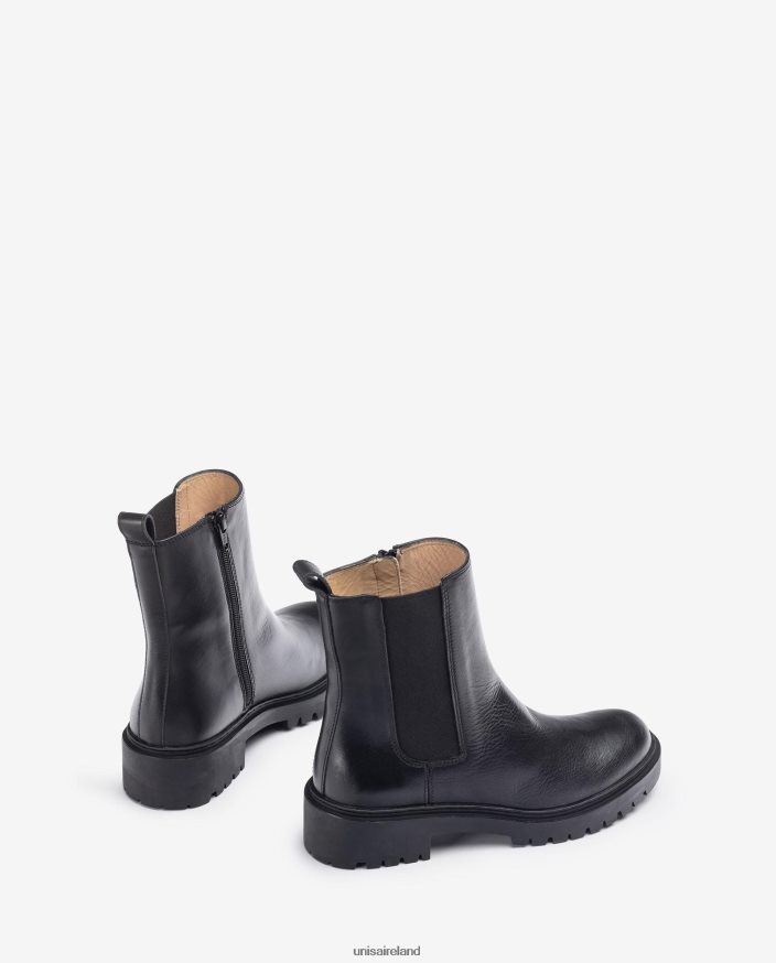 Fashion 80842D910 Women Unisa Leather ankle boots with side elastic and zip