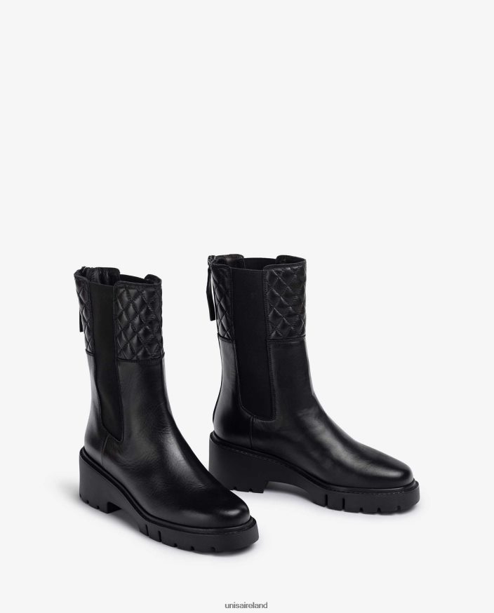 Fashion 80842D918 Women Unisa Leather ankle boots with side elastics and zip