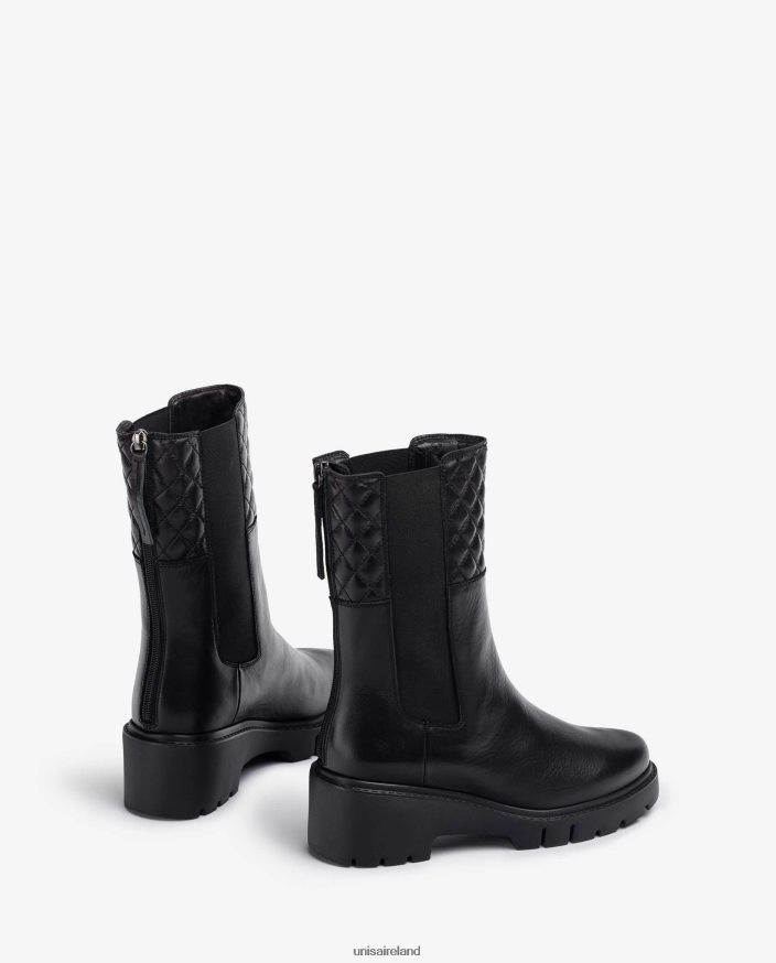 Fashion 80842D918 Women Unisa Leather ankle boots with side elastics and zip