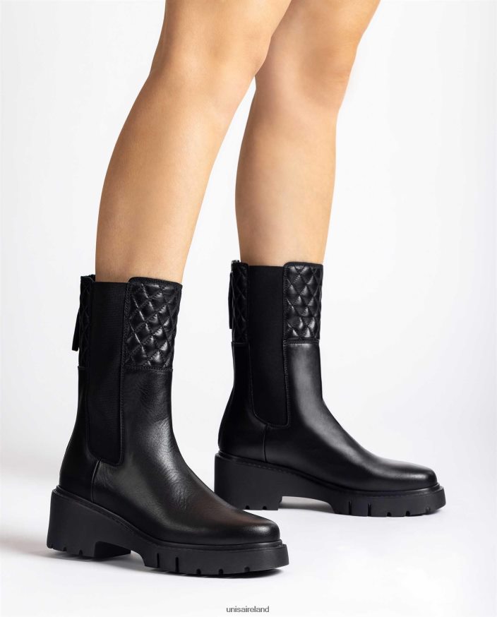 Fashion 80842D918 Women Unisa Leather ankle boots with side elastics and zip