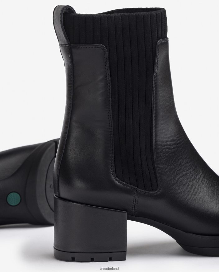 Fashion 80842D939 Kids Unisa Leather ankle boot with a ribbed sock