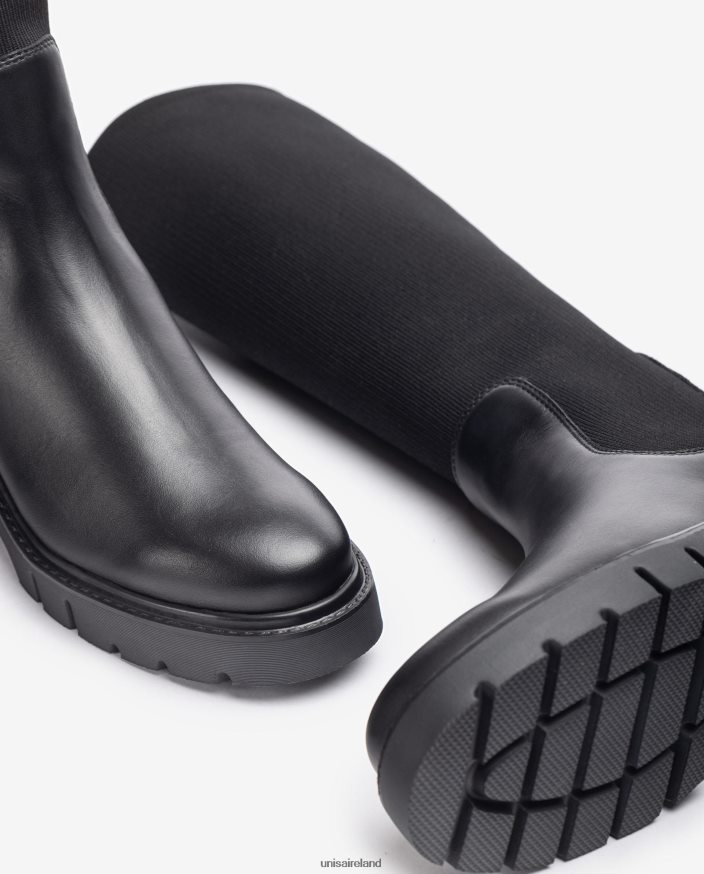 Graceful 80842D1058 Women Unisa Leather boot with a stretch fabric quarter top line