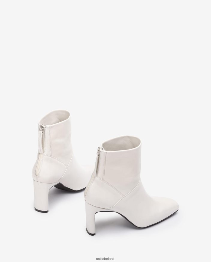 White 80842D1014 Women Unisa Square toe ankle boot with a high heel