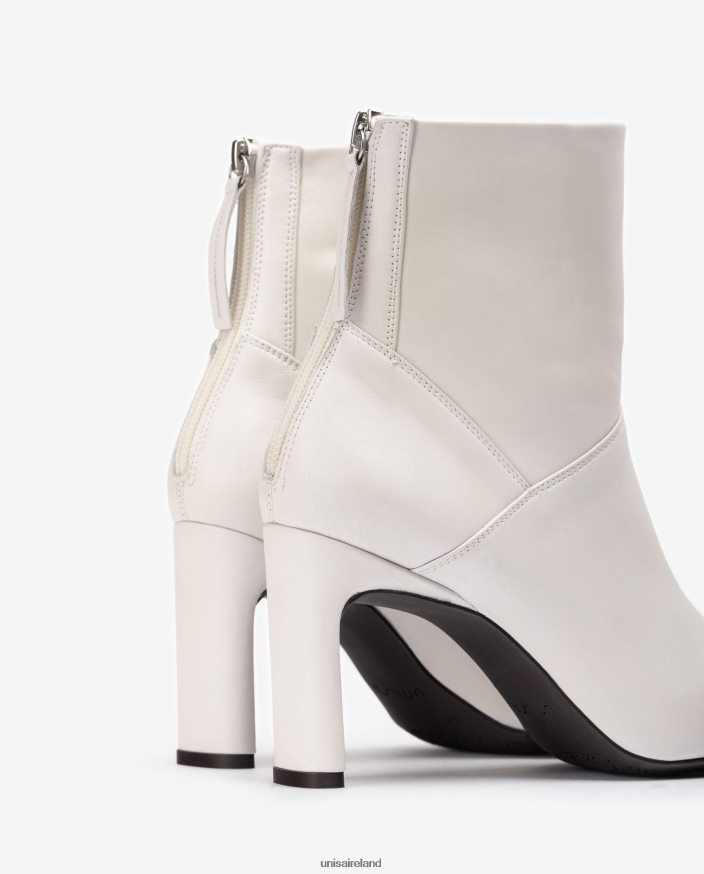 White 80842D1014 Women Unisa Square toe ankle boot with a high heel