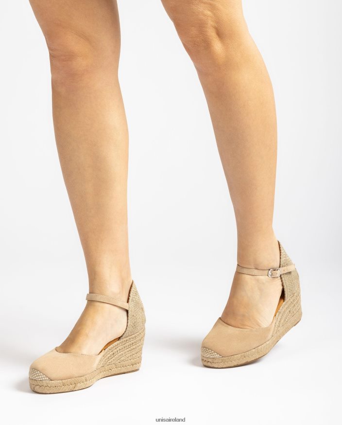 Beige 80842D730 Women Unisa D'Orsay ankle strap espadrille in suede