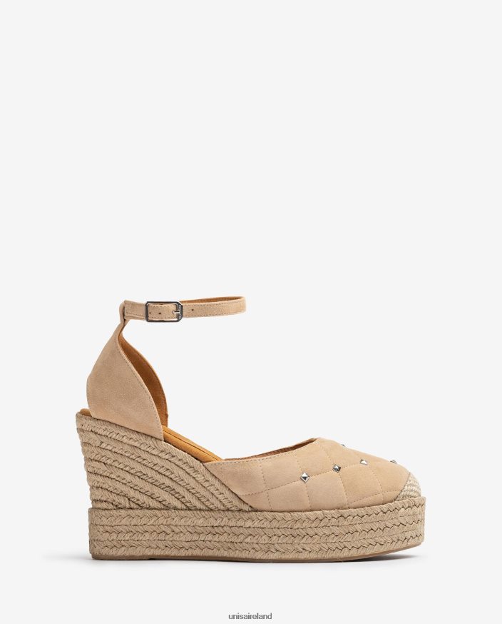 Beige 80842D754 Women Unisa Quilted effect suede espadrille