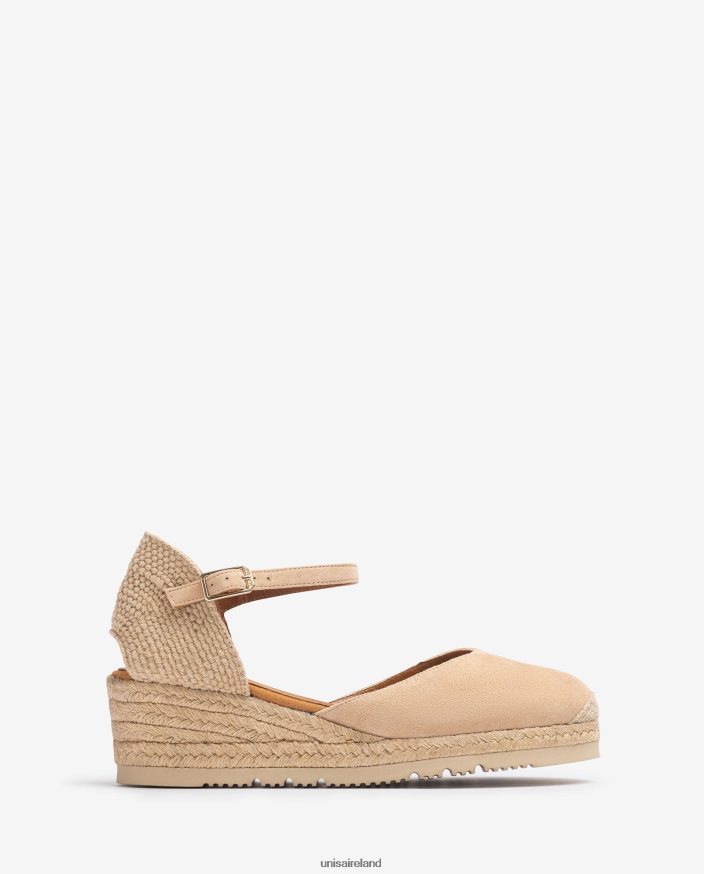 Beige 80842D759 Women Unisa D'Orsay ankle strap espadrille in suede