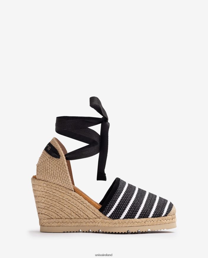 Black 80842D718 Women Unisa High heel espadrille made in jarapa fabric