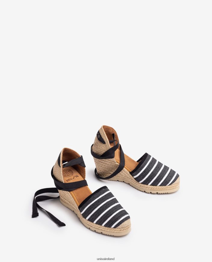 Black 80842D718 Women Unisa High heel espadrille made in jarapa fabric