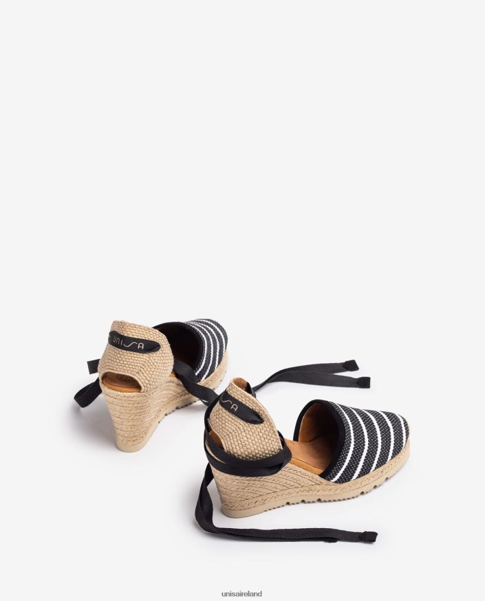 Black 80842D718 Women Unisa High heel espadrille made in jarapa fabric